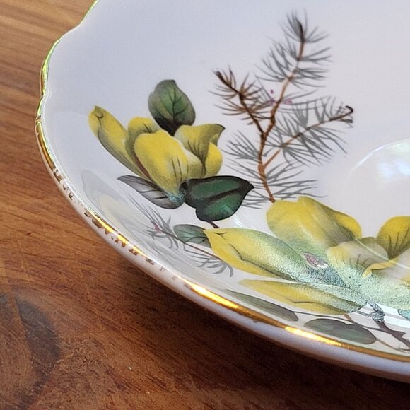 Vintage Regency English Bone China Saucers, Yellow Magnolia Gold Trim, Set of 3 - Picture 9 of 10